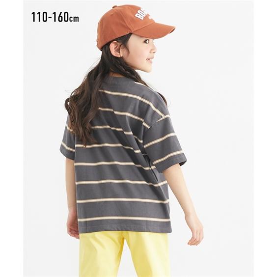 Tシャツ 子供服 キッズ ビッグシルエットボーダー 半袖  トップス カットソー 140/150/160 ニッセン nissen｜nissenzai｜21