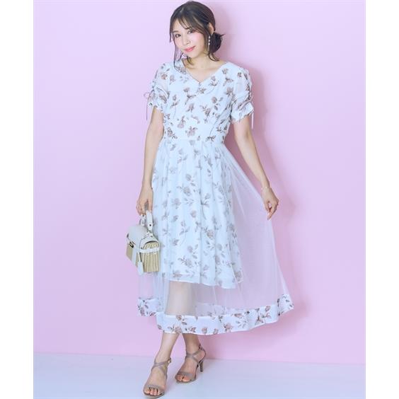 ワンピース ロング マキシ 大きいサイズ レディース フラワー プリント オーバーチュール marun ひざ下 L/LL/3L/4L/5L ニッセン nissen_6