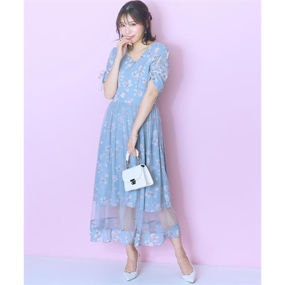 ワンピース ロング マキシ 大きいサイズ レディース フラワー プリント オーバーチュール marun ひざ下 L/LL/3L/4L/5L ニッセン nissen_8