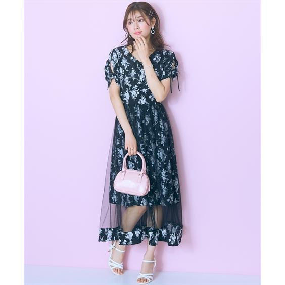 ワンピース ロング マキシ 大きいサイズ レディース フラワー プリント オーバーチュール marun ひざ下 L/LL/3L/4L/5L ニッセン nissen_9