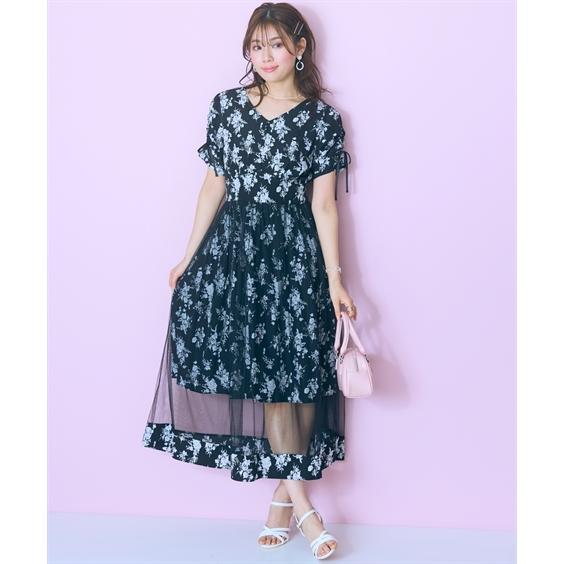 ワンピース ロング マキシ 大きいサイズ レディース フラワー プリント オーバーチュール marun ひざ下 L/LL/3L/4L/5L ニッセン nissen_10