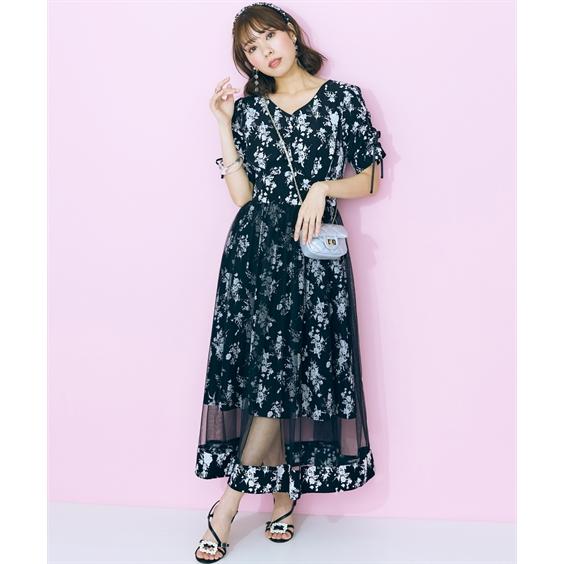 ワンピース ロング マキシ 大きいサイズ レディース フラワー プリント オーバーチュール marun ひざ下 L/LL/3L/4L/5L ニッセン nissen_12