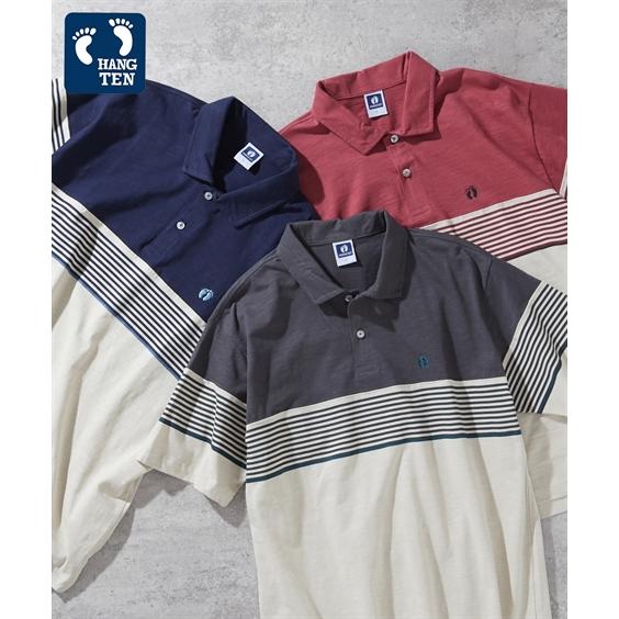 ニッセン（nissen） ポロシャツ メンズ 綿100％ スラブ天竺パネル切替