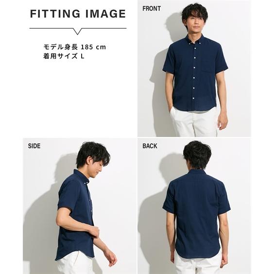 CANTERBURY WOOD シャツ カジュアル メンズ クレープ無地 半袖 ボタン