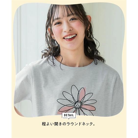 ニッセン（nissen） レディース 吸汗速乾 裾ラウンド プリント Tシャツ