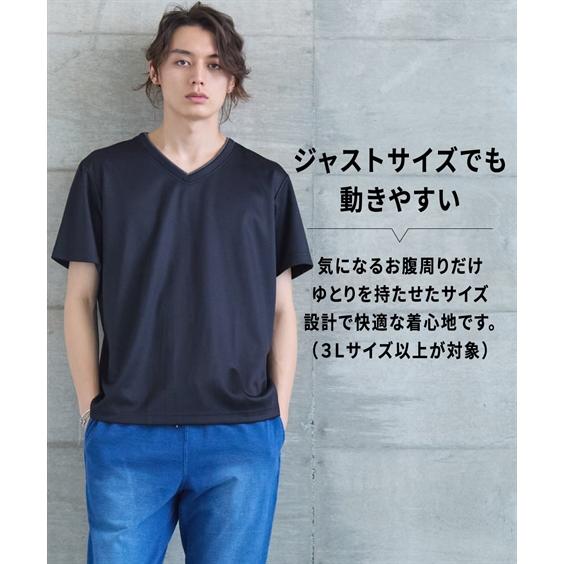 ニッセン（nissen） メンズ ストライプ重ね着風 Vネック Tシャツ 有 夏