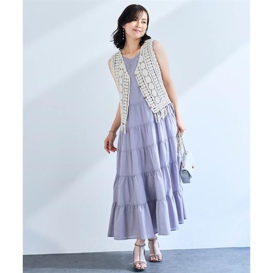ニッセン（nissen） ベスト レディース カギ編み裾フリンジ Hana服