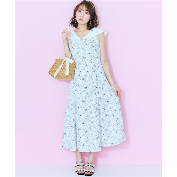 ワンピース ロング マキシ 大きいサイズ レディース フラワー プリント デザイン marun ひざ下 L/LL/3L/4L/5L ニッセン nissen_6
