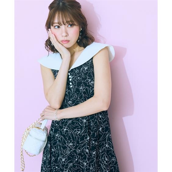 ワンピース ロング マキシ 大きいサイズ レディース フラワー プリント デザイン marun ひざ下 L/LL/3L/4L/5L ニッセン nissen_9