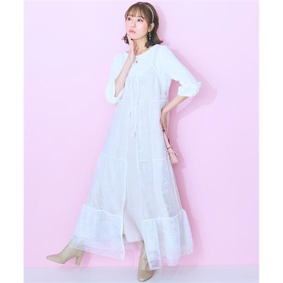 ワンピース ロング マキシ 大きいサイズ レディース レース ティアードキャミ marun ひざ下 6L/8L/10L ニッセン nissen_3