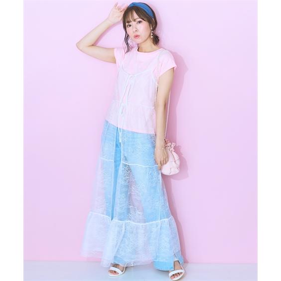 ワンピース ロング マキシ 大きいサイズ レディース レース ティアードキャミ marun ひざ下 6L/8L/10L ニッセン nissen_4