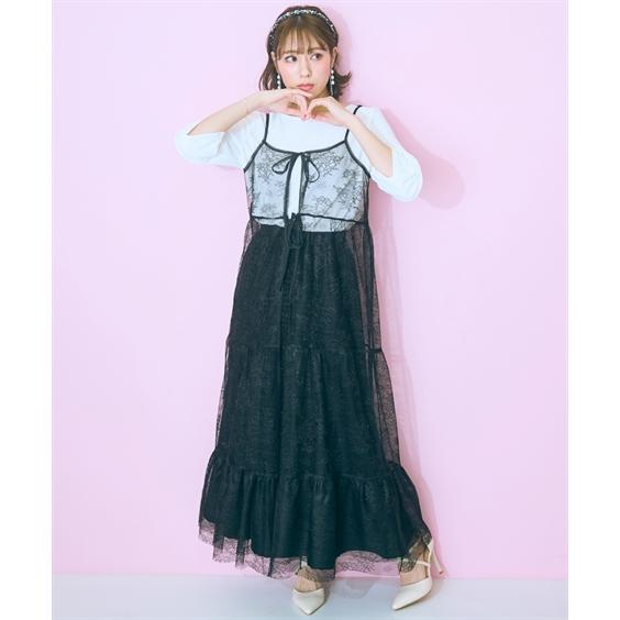 ワンピース ロング マキシ 大きいサイズ レディース レース ティアードキャミ marun ひざ下 6L/8L/10L ニッセン nissen_8