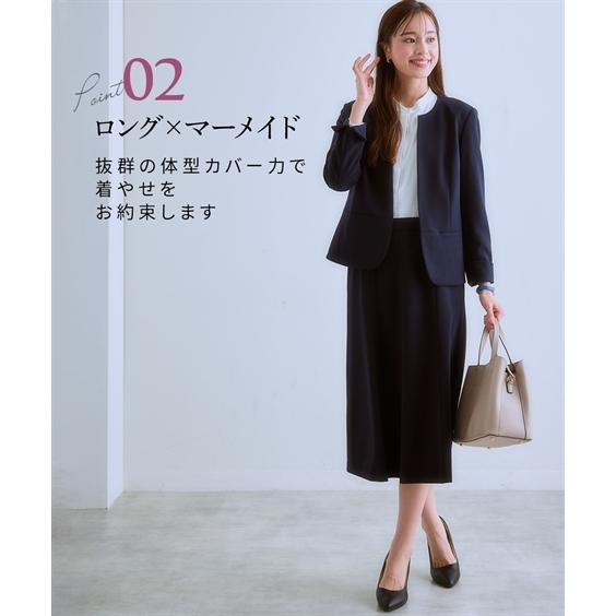 スーツ スカート レディース タテヨコ ストレッチ ロング丈マーメイド キーネック ジャケット ＋ ビジネス セットアップ S/M/L ニッセン nissen_11