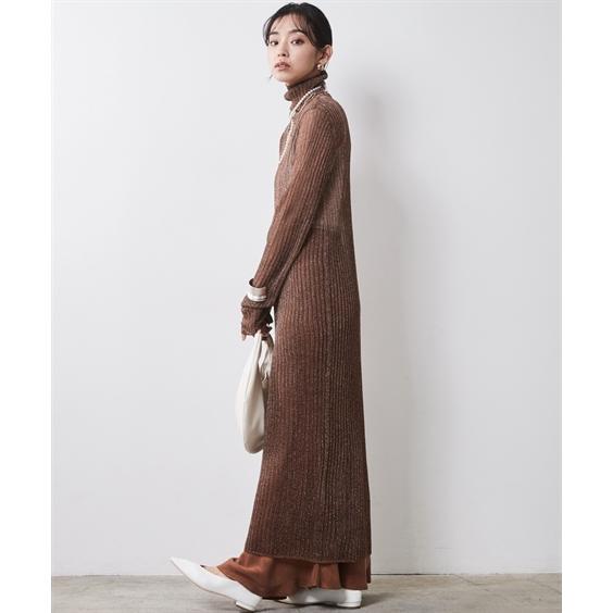ワンピース ロング マキシ 大きいサイズ レディース シアー ニット シックス タイル 対応 ひざ下 6L/8L/10L ニッセン nissen_19