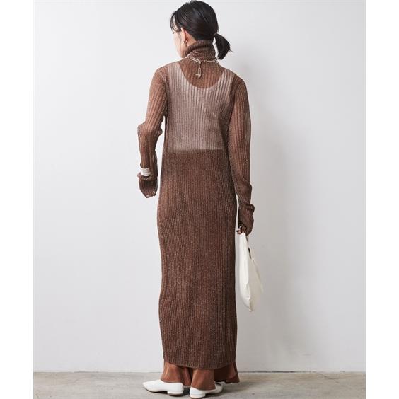 ワンピース ロング マキシ 大きいサイズ レディース シアー ニット シックス タイル 対応 ひざ下 6L/8L/10L ニッセン nissen_20