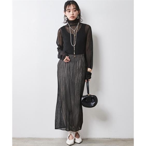 ワンピース ロング マキシ 大きいサイズ レディース シアー ニット シックス タイル 対応 ひざ下 6L/8L/10L ニッセン nissen_3