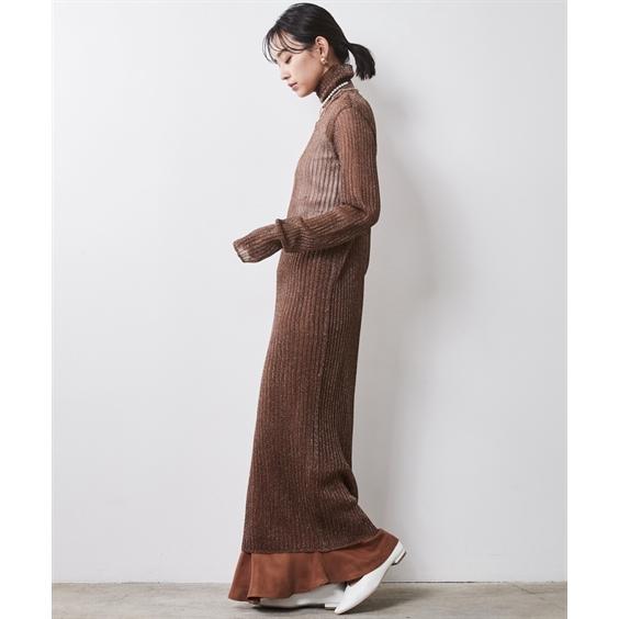 ワンピース ロング マキシ 大きいサイズ レディース シアー ニット シックス タイル 対応 ひざ下 6L/8L/10L ニッセン nissen_5