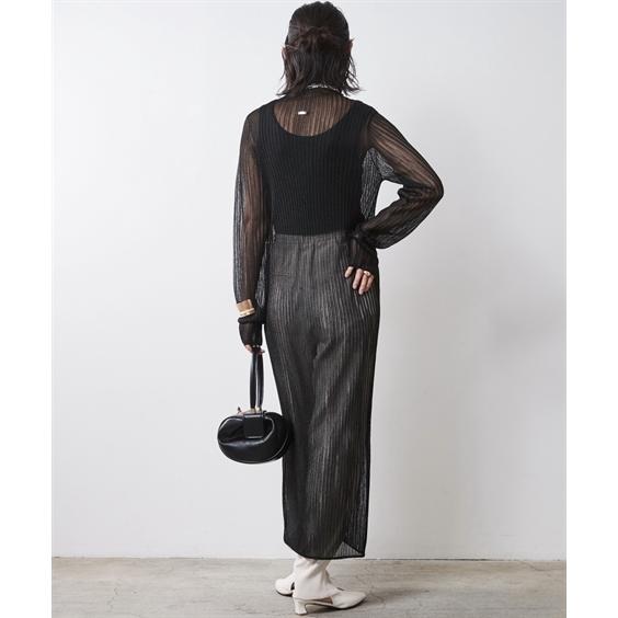 ワンピース ロング マキシ 大きいサイズ レディース シアー ニット シックス タイル 対応 ひざ下 6L/8L/10L ニッセン nissen_6