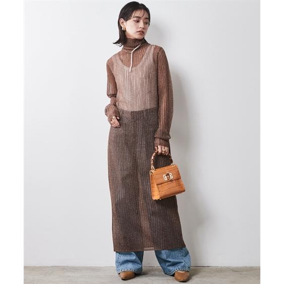 ワンピース ロング マキシ 大きいサイズ レディース シアー ニット シックス タイル 対応 ひざ下 6L/8L/10L ニッセン nissen_7