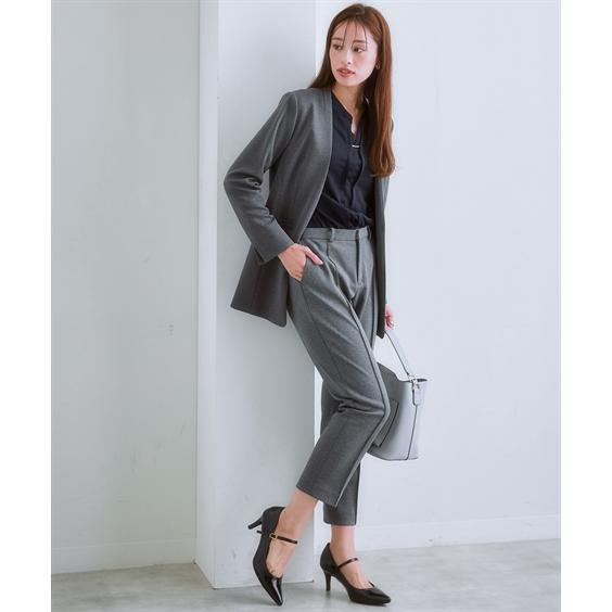スーツ パンツ レディース セットアップ対応 ロング丈ノーカラー ジャケット 上下別売 カノコ ジャージ シリーズ ビジネス LL/3L ニッセン nissen