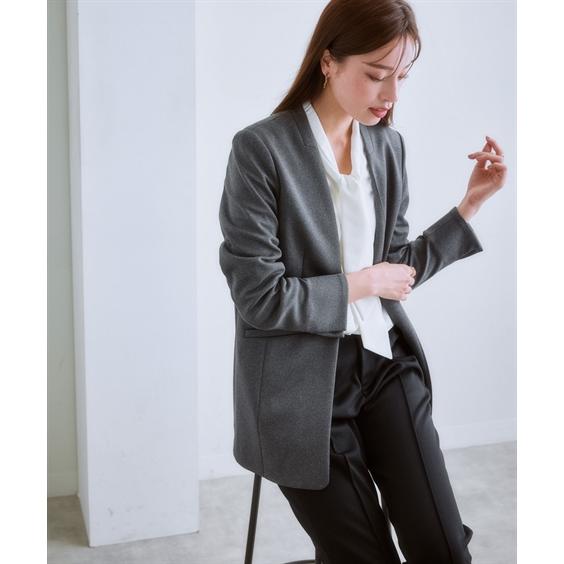 スーツ パンツ レディース セットアップ対応 ロング丈ノーカラー ジャケット 上下別売 カノコ ジャージ シリーズ ビジネス LL/3L ニッセン nissen