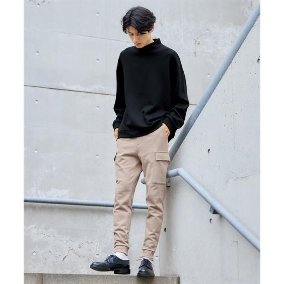 ブラックカーゴパンツ スウェット素材 エクストララージ（XLARGE）（メンズ）MULTI POCKET EASY カーゴパンツ