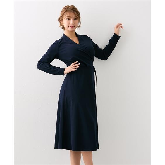 ワンピース ロング マキシ レース 重ね着風シフォンミモレ丈 ひざ下 M