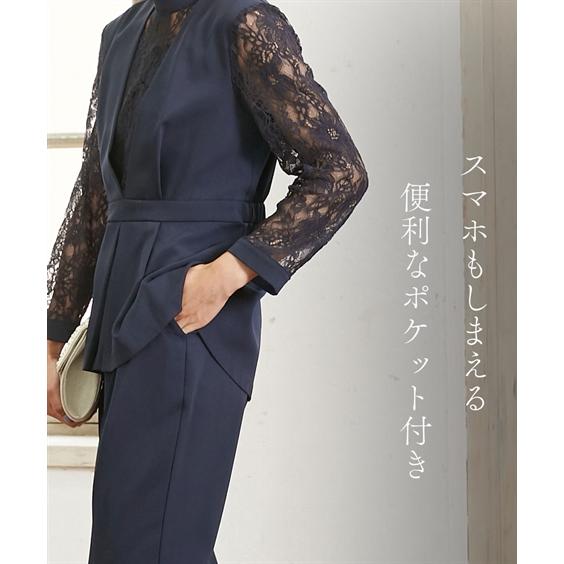パーティドレス パンツ 大きいサイズ レディース 結婚式 パーティー ドレス スウィッチング レース ブラウス ＋テーパード 二次会 4L/5L ニッセン nissen_5