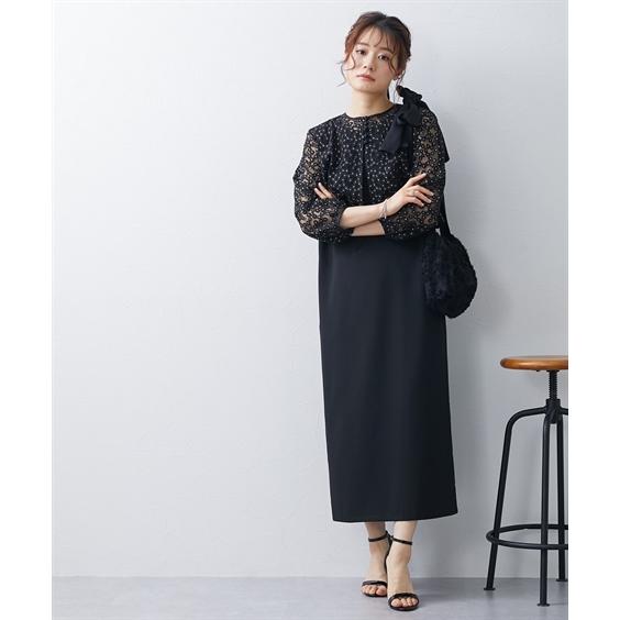 パーティドレス ワンピース レディース 結婚式 パーティー オケージョン ドレス フラワーチュール刺しゅう ボレロ ＋ ノースリーブ 〔Neina〕 ニッセン nissen_5