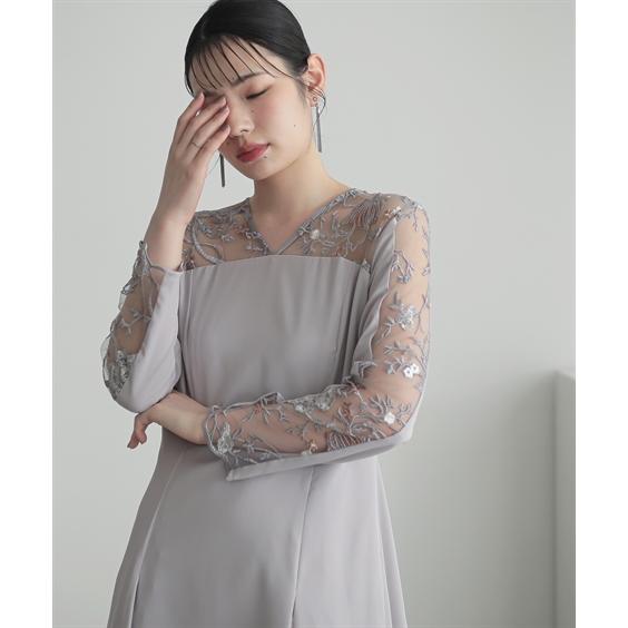 パーティドレス ワンピース レディース 結婚式 パーティー オケージョン ドレス チュール刺繍切替 デザイン 〔Callarus〕 二次会 S/M/L ニッセン nissen_7