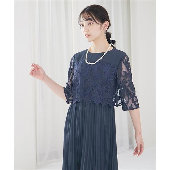 パーティドレス ワンピース 大きいサイズ レディース 結婚式 パーティー ドレス 刺繍切り替え プリーツ デザイン 二次会 披露宴 4L/5L ニッセン nissen_14