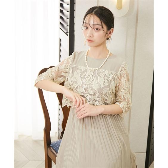 パーティドレス ワンピース 大きいサイズ レディース 結婚式 パーティー ドレス 刺繍切り替え プリーツ デザイン 二次会 披露宴 4L/5L ニッセン nissen_10