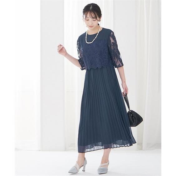 パーティドレス ワンピース 大きいサイズ レディース 結婚式 パーティー ドレス 刺繍切り替え プリーツ デザイン 二次会 披露宴 4L/5L ニッセン nissen_11