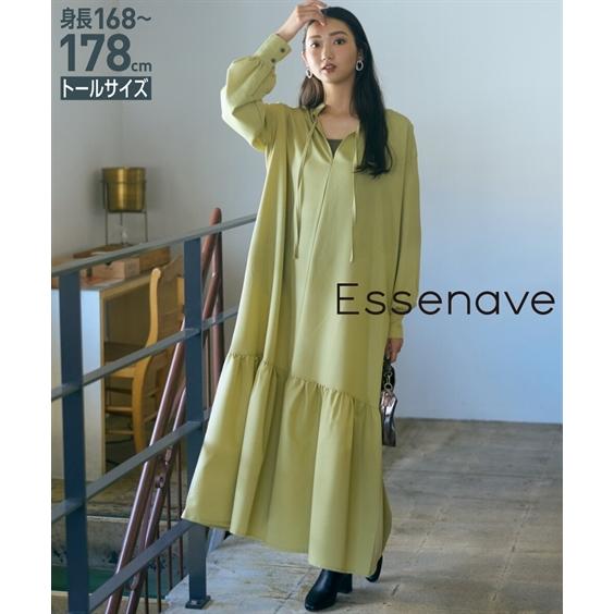 ワンピース ロング マキシ トールサイズ レディース 高身長 鹿の子ティアードフレア Essenave 夏 ひざ下 LL/3L/4L/5L ニッセン nissen ニッセン（nissen） ワンピース ロング マキシ トールサイズ