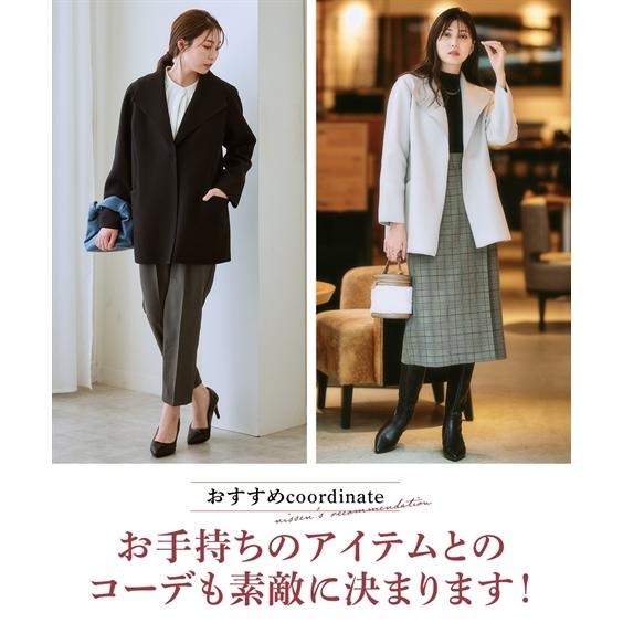 ニッセン コート アウター レディース ショール カラー ウール調 ニッセン コート アウター レディース ショール カラー ウール調