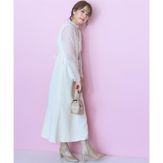 marun マーメイドツイードジャンスカ ブラック 3L タグ付き ニッセン ジャンパースカート レディース マーメイドツイード