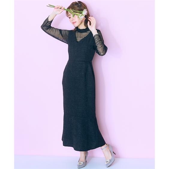 marun マーメイドツイードジャンスカ ブラック 3L タグ付き ニッセン ジャンパースカート レディース マーメイドツイード