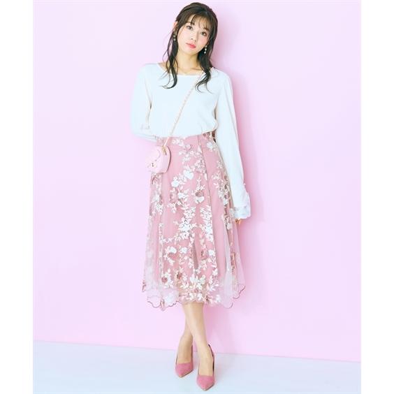 ニッセン ロングスカート 大きいサイズ レディース 花柄刺しゅう ニッセン ロングスカート 大きいサイズ レディース 花柄刺しゅう