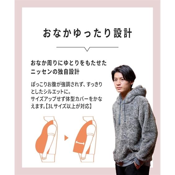 ニッセン（nissen） パーカー メンズ ふわもこボアフリースプル 3L以上