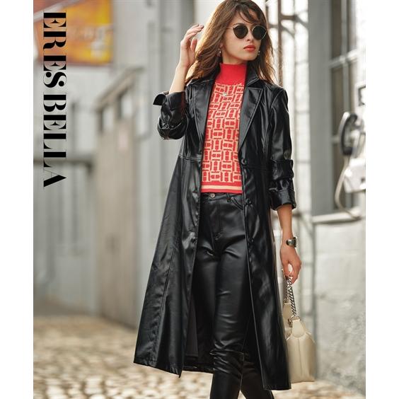 コート アウター レディース フェイクレザー ERES BELLA M/L ニッセン nissen ニッセン（nissen） コート アウター レディース フェイクレザー ERES
