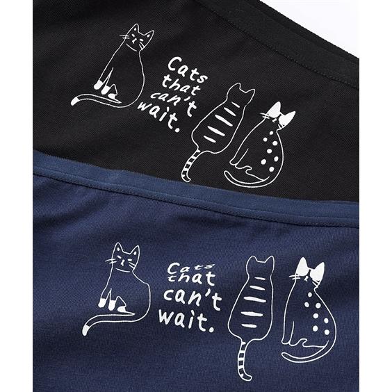 ニッセン ショーツ レディース 綿混 ストレッチ ねこ プリント