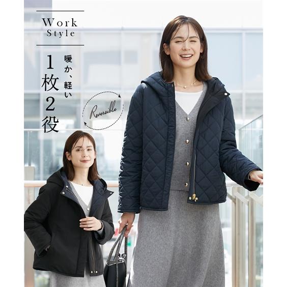 PRIORITY ブラック 中綿コートフード付き セール】 【洗える】フード付き中綿コート （ダウンジャケット・ベスト