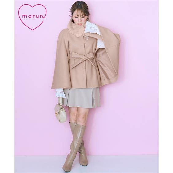 コート アウター レディース ケープ デザイン リボンブローチ付 marun L/LL/3L/4L/5L ニッセン nissen ニッセン（nissen） コート アウター レディース ケープ デザイン