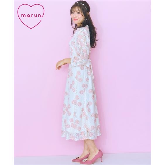 ワンピース ロング マキシ レディース レース 花柄 marun  ひざ下 L/LL/3L/4L/5L ニッセン nissen ニッセン（nissen） ワンピース ロング マキシ レディース レース 花柄