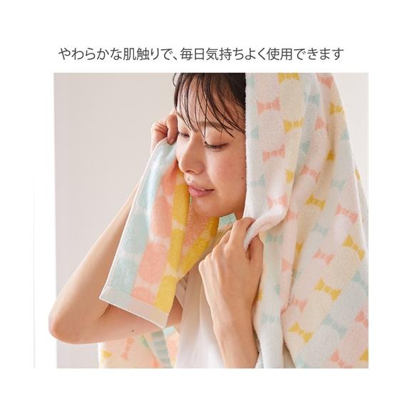 ニッセン バスタオル 無撚糸ラブリボンバスタオル 2色セット ニッセン バスタオル 無撚糸ラブリボンバスタオル 2色セット