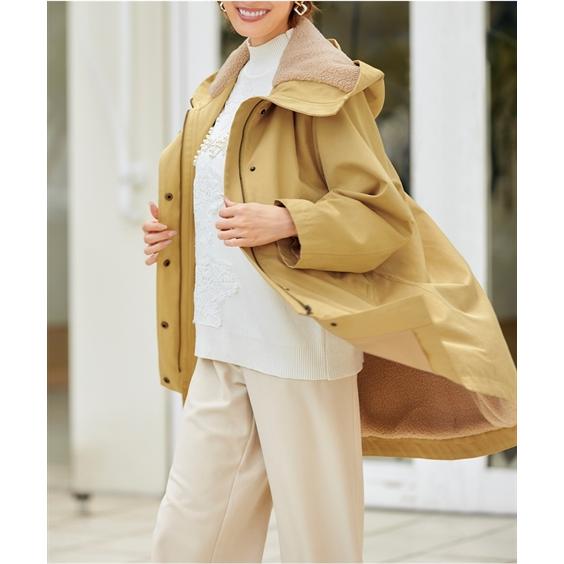 コート アウター シニア ファッション 裏ボア使いフーディ— 冬 M/L/LL ニッセン nissen ニッセン（nissen） コート アウター シニア ファッション 裏ボア使い