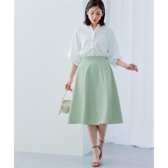 スカート ひざ丈 レディース ダブルクロス6枚ハギフレア 70cm丈 S/M/L
