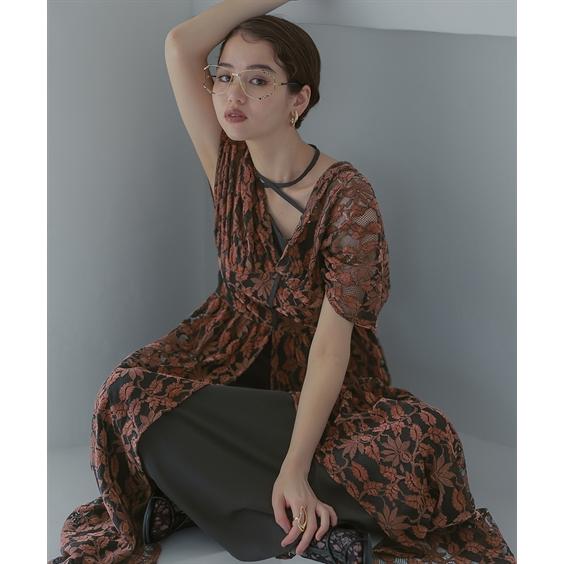 パーティドレス ワンピース レディース 結婚式 パーティー オケージョン ドレス バック リボン デザイン スリット起毛 レース 〔Callarus〕 M/L ニッセン nissen_21