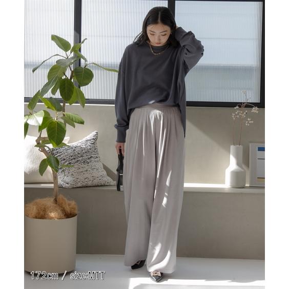 ワイドパンツ トールサイズ レディース 高身長 タックリラックスワイド パンツ Essenave ゆったり 体型カバー 美脚 ボトムス LL/3L/4L/5L ニッセン nissen_3