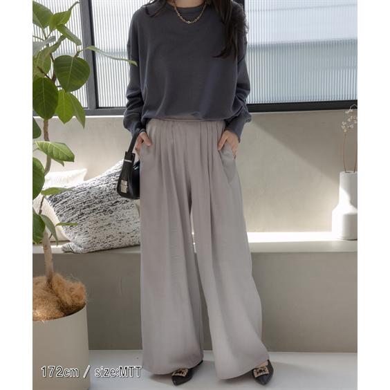 ワイドパンツ トールサイズ レディース 高身長 タックリラックスワイド パンツ Essenave ゆったり 体型カバー 美脚 ボトムス LL/3L/4L/5L ニッセン nissen_6